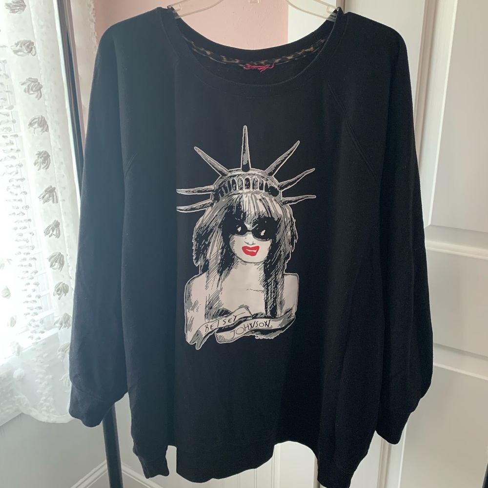 Betsey Johnson Black Graphic Sweatshirt with White & Red Print